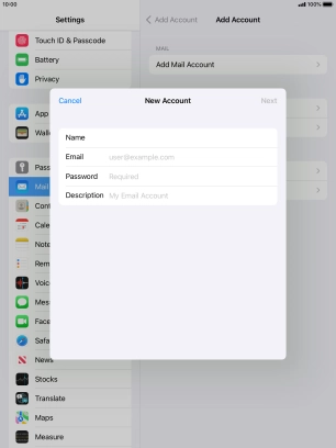 Press Email and key in your email address.