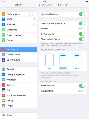 Press the indicator next to 