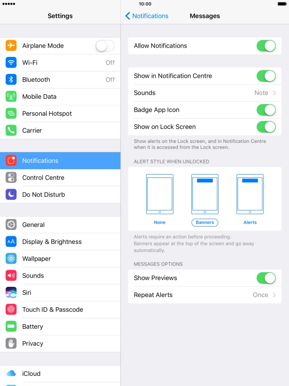 Press the indicator next to 