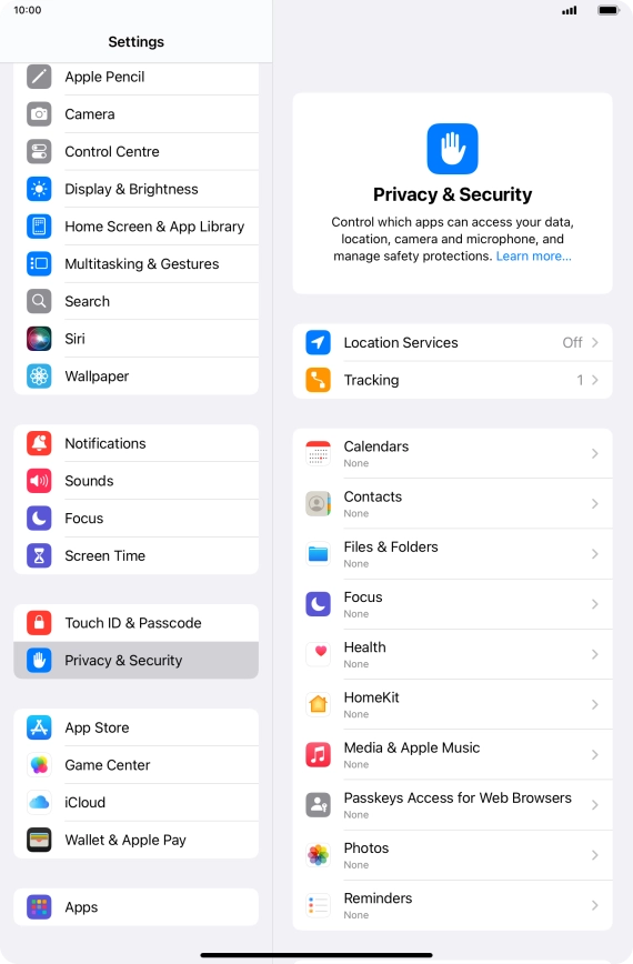 Press Location Services.