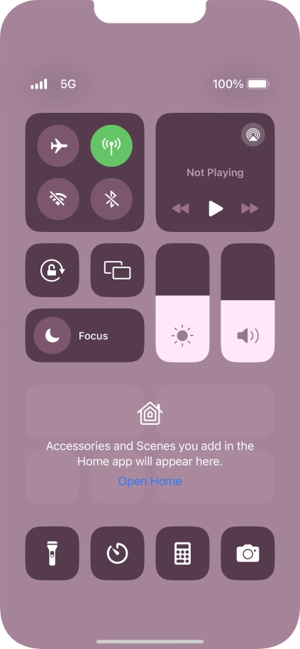 Press the flight mode icon to turn the function on or off.