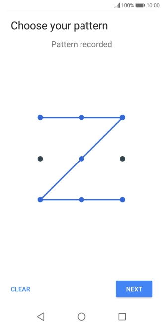 Slide your finger across the screen to connect at least four points and press NEXT.