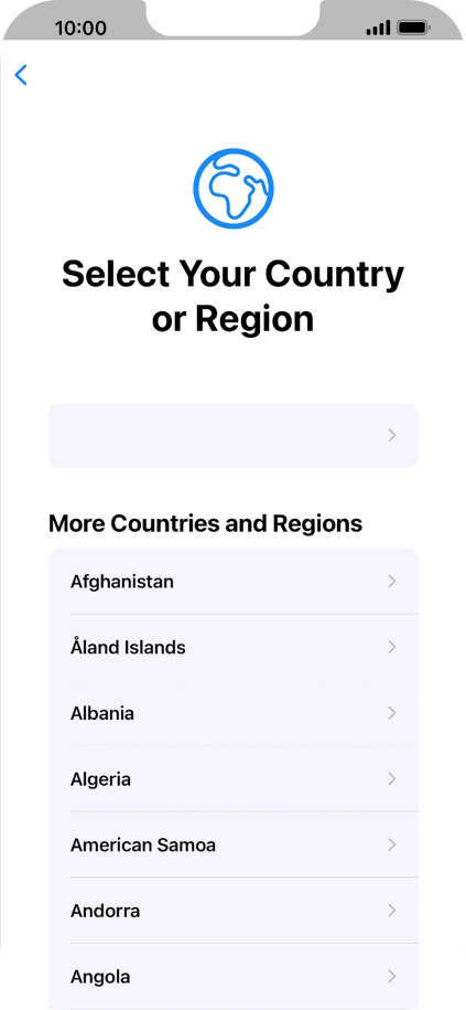 Press the required country or area.