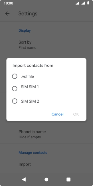 Press the name of the SIM.