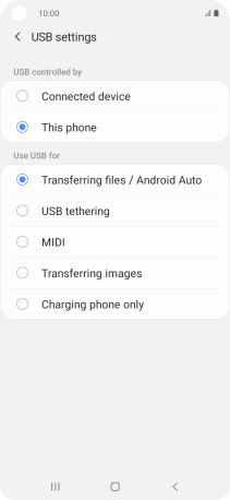 Press Transferring files / Android Auto.