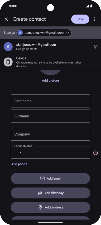 Press the required Google account.