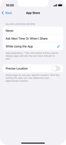 Press the required setting to turn the function on or off.