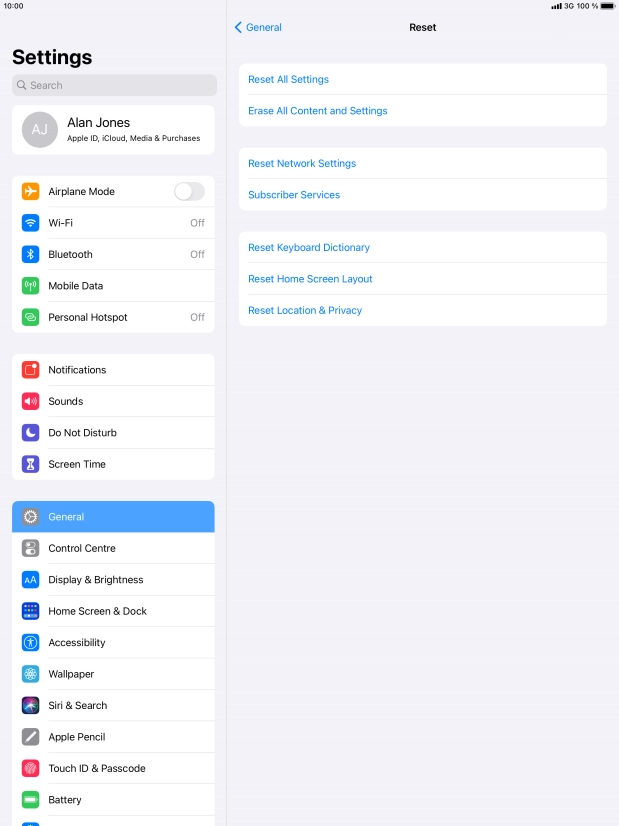 Press Reset All Settings.