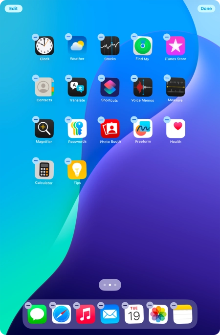 Press the home screen icon.