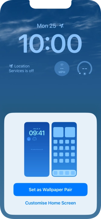 To use the same colour theme on the home screen, press Set as Wallpaper Pair.