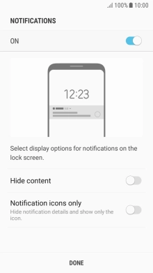 Press the required setting.