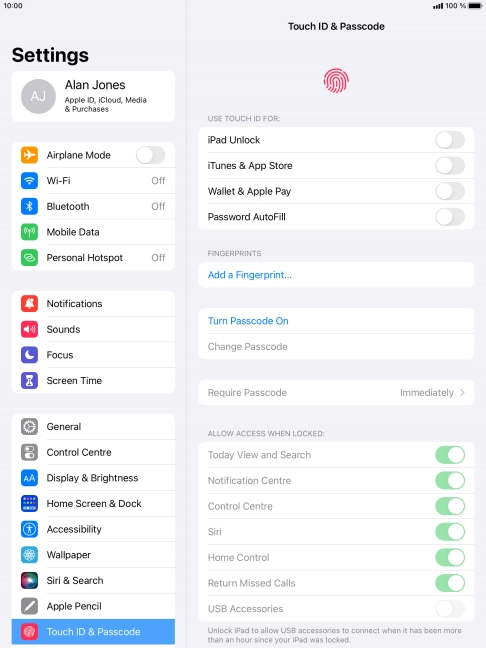 Press Add a Fingerprint... and follow the instructions on the screen to add your fingerprint.