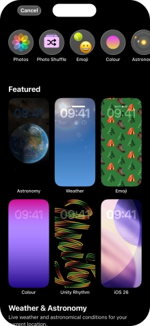 Press the required category and follow the instructions on the screen to select the required background image.