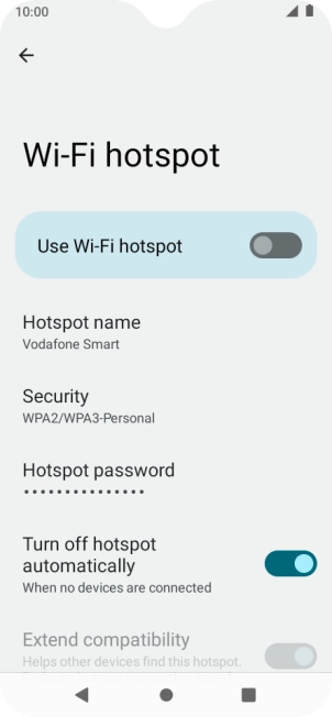 Press Hotspot name and key in the required name for the Wi-Fi hotspot.