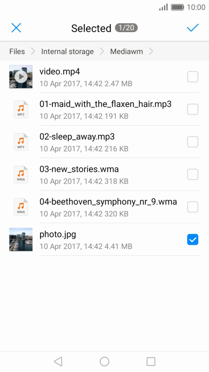 Press the confirm icon.