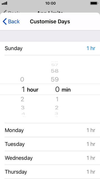 Select the required time limit.