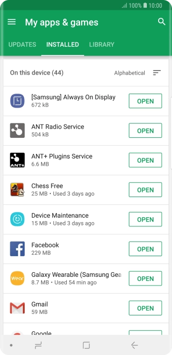 Press the required app.