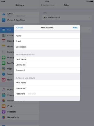 Press Password and key in the password for your email account. Please note that if you're using Vodafone's outgoing server, leave the username and password fields empty.