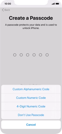 Follow the instructions on the screen to turn on use of phone lock code or press Don't Use Passcode.