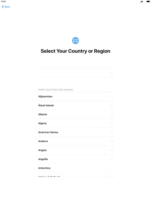 Press the required country or area.