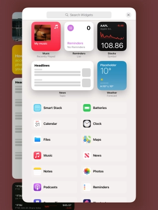 Press the required widget.