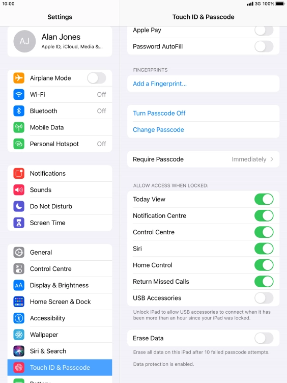 Press the indicator next to 