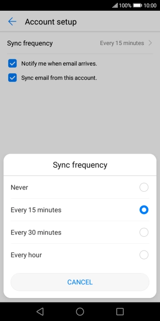 Press the required setting.