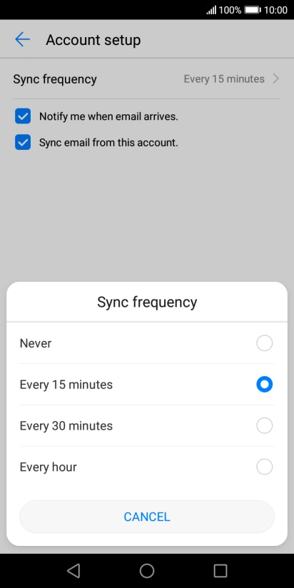 Press the required setting.