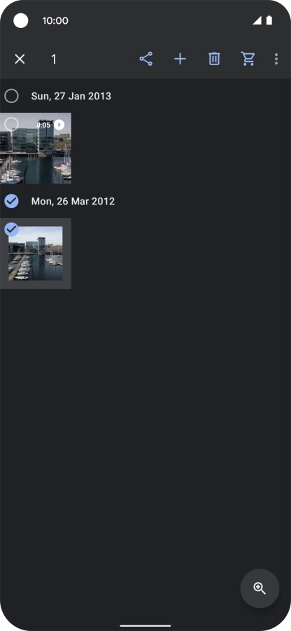 Press the required pictures or video clips to add them.