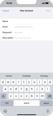 Press Email and key in your email address.