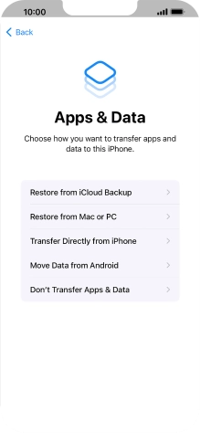 You can transfer content from an Android phone when your phone is activated for the first time and after a factory reset. When this screen is displayed, your phone is ready to transfer content from an Android phone.