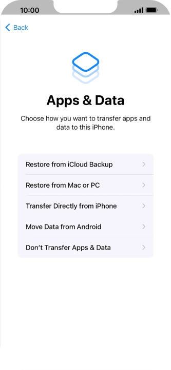 You can transfer content from an Android phone when your phone is activated for the first time and after a factory reset. When this screen is displayed, your phone is ready to transfer content from an Android phone.