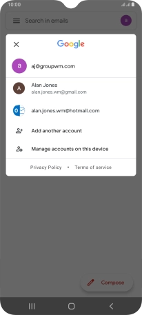 Press the required email account.