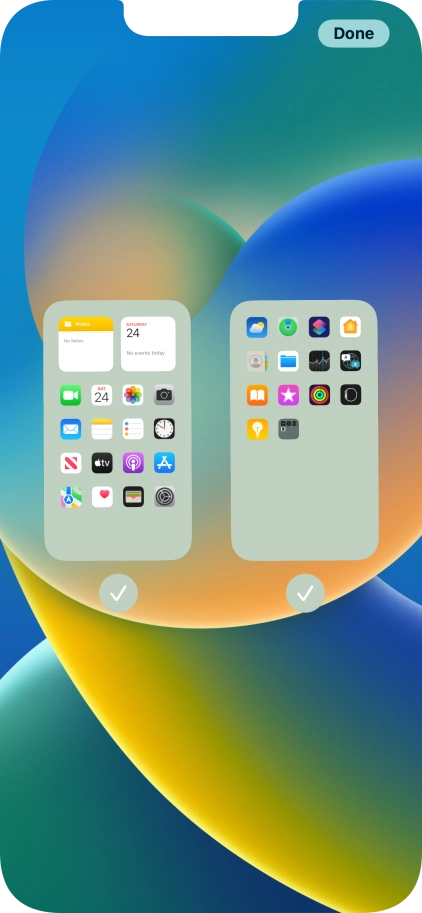 Press the fields below the required home screens to select or deselect them.