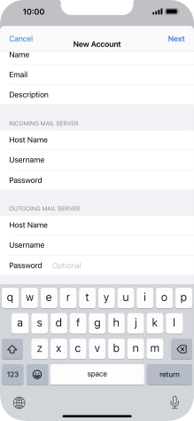 Press Password and key in the password for your email account. Please note that if you're using Vodafone's outgoing server, leave the password field empty.