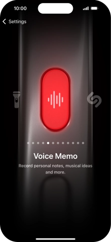 Slide your finger right or left on the screen to select the required function.