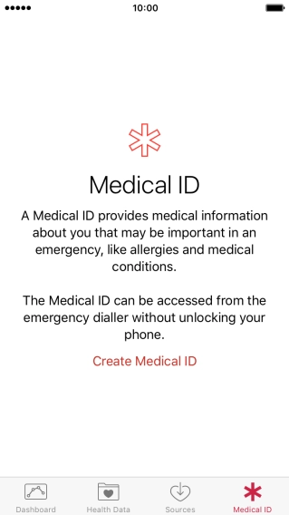 Press Create Medical ID.