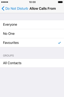 Press the required setting to select which contacts can call you even though Do Not Disturb is turned on.