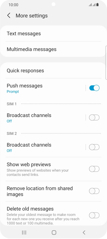 Press Text messages.
