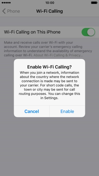 If you turn on the function, press Enable.