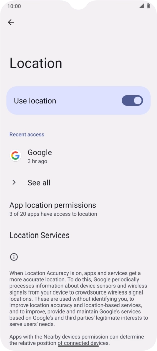 Press App location permissions.