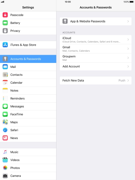 Press the required account.
