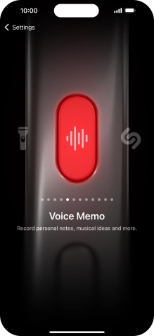 Slide your finger right or left on the screen to select the required function.