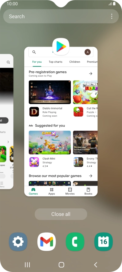 To end one running application, slide your finger upwards on the required application.