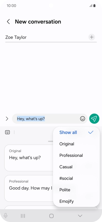 Press the required style of writing.
