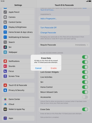 If you turn on the function, press Enable.