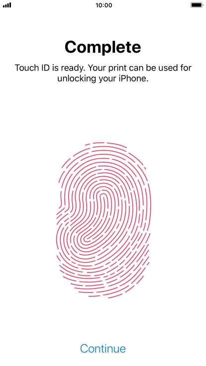 Press Continue. If you haven't previously selected a phone lock code, key in a code of your own choice twice.