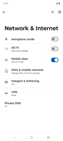 Press SIMs & mobile network.