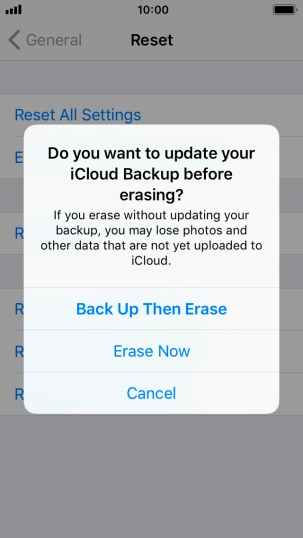 Press the required setting.