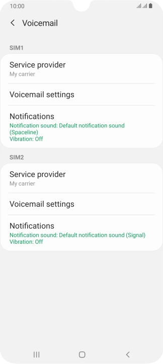 Press Voicemail settings.